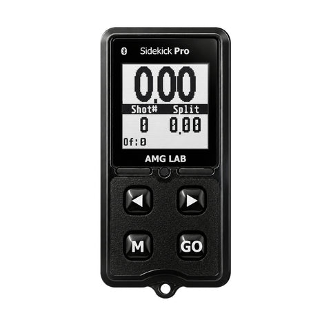 AMG Lab Sidekick Pro compact shot timer, front view showing graphical display and control buttons